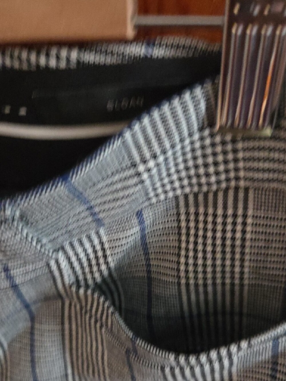 Banana Republic Gray Plaid Ankle Pants with Subtle Blue Windowpane - Picture 3 of 5